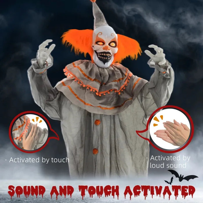 Halloween Decoration Orange Classic Clown - Animatronic with Sound Activation - Little and Giant Explorers HOMCOM