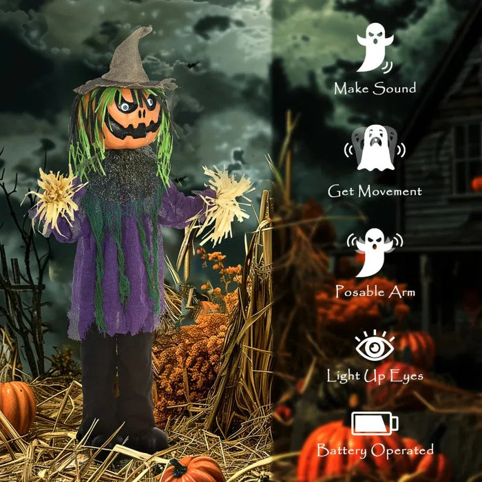 Halloween Decoration Pumpkin Man - Animatronic with Sound Activation - Little and Giant Explorers HOMCOM