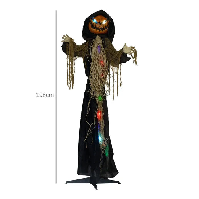 Halloween Decoration Straw Pumpkin - Animatronic with Sound Activation - Little and Giant Explorers HOMCOM