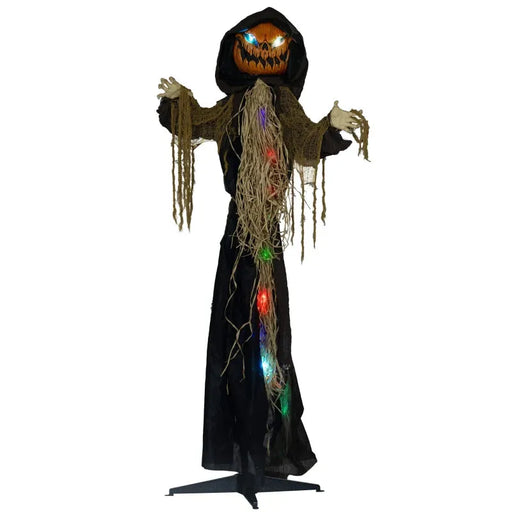 Halloween Decoration Straw Pumpkin - Animatronic with Sound Activation - Little and Giant Explorers HOMCOM