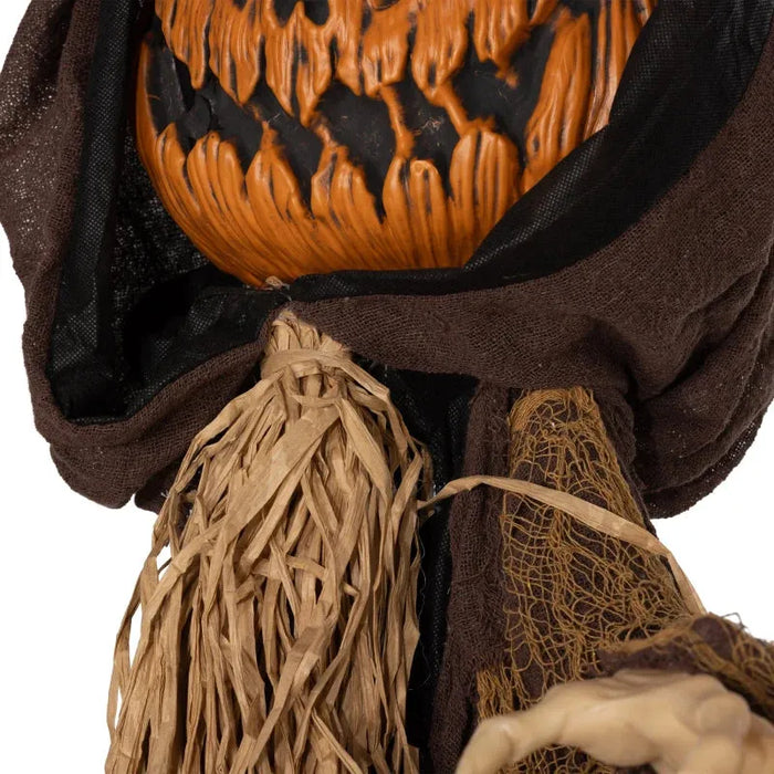 Halloween Decoration Straw Pumpkin - Animatronic with Sound Activation - Little and Giant Explorers HOMCOM