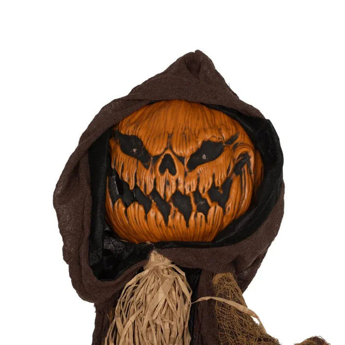 Halloween Decoration Straw Pumpkin - Animatronic with Sound Activation - Little and Giant Explorers HOMCOM