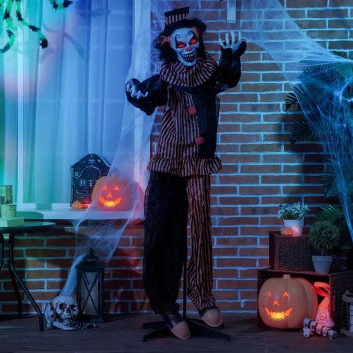 Halloween Decoration Talking Circus Clown - Animatronic with Sound - Little and Giant Explorers Outsunny