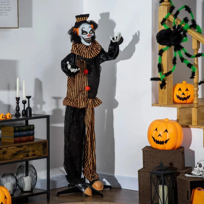 Halloween Decoration Talking Circus Clown - Animatronic with Sound - Little and Giant Explorers Outsunny