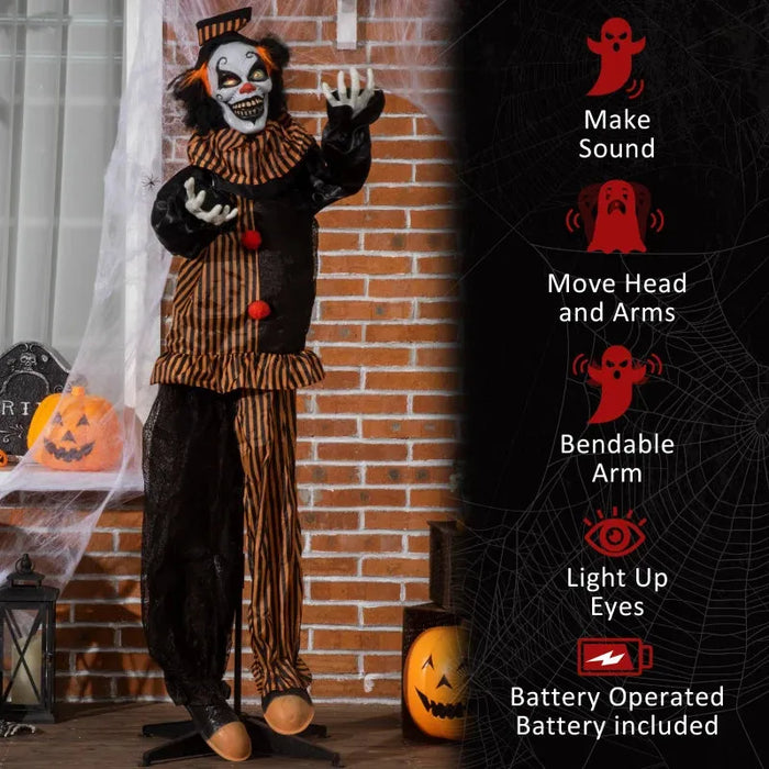 Halloween Decoration Talking Circus Clown - Animatronic with Sound - Little and Giant Explorers Outsunny