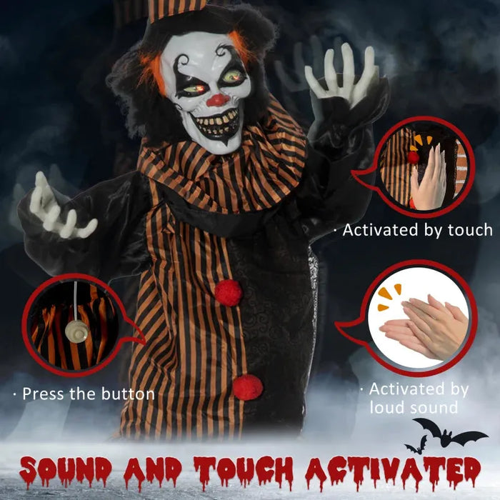 Halloween Decoration Talking Circus Clown - Animatronic with Sound - Little and Giant Explorers Outsunny