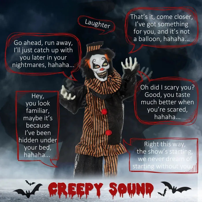 Halloween Decoration Talking Circus Clown - Animatronic with Sound - Little and Giant Explorers Outsunny