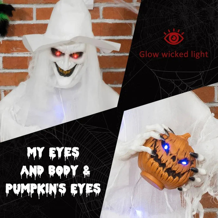 Halloween Decoration - White Witch with Light Up Eyes and Body - Little and Giant Explorers Outsunny