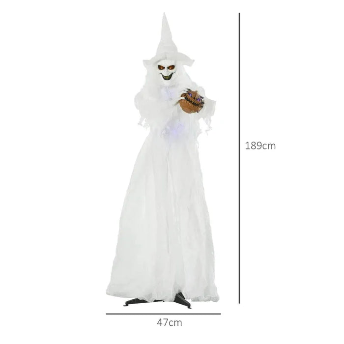 Halloween Decoration - White Witch with Light Up Eyes and Body - Little and Giant Explorers Outsunny