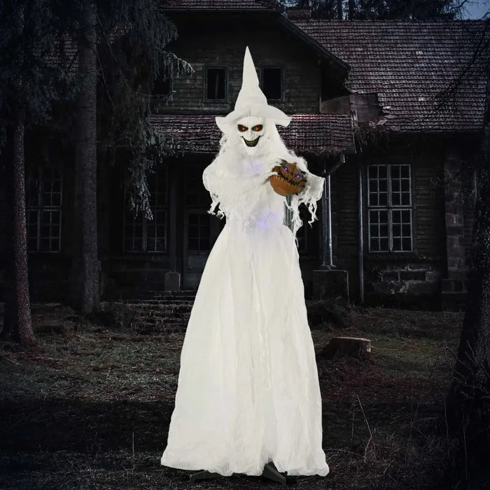 Halloween Decoration - White Witch with Light Up Eyes and Body - Little and Giant Explorers Outsunny