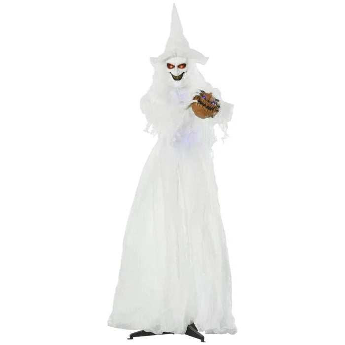 Halloween Decoration - White Witch with Light Up Eyes and Body - Little and Giant Explorers Outsunny