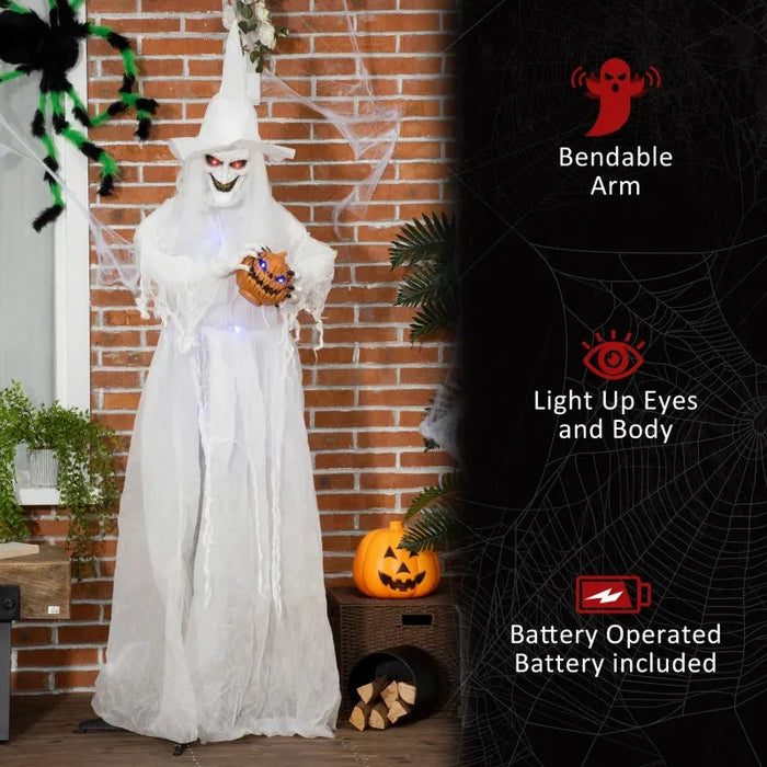 Halloween Decoration - White Witch with Light Up Eyes and Body - Little and Giant Explorers Outsunny