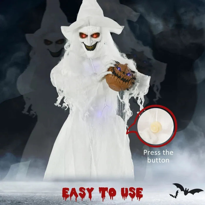 Halloween Decoration - White Witch with Light Up Eyes and Body - Little and Giant Explorers Outsunny