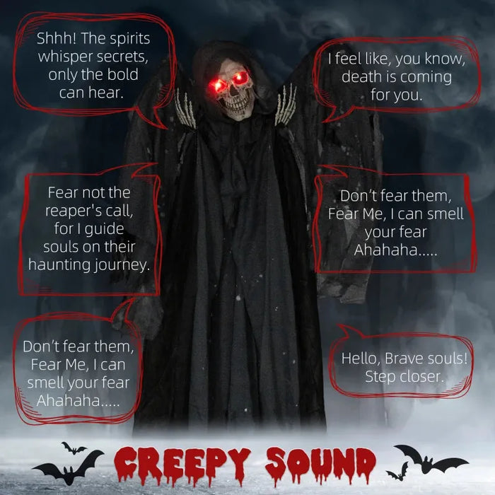 Halloween Decoration Winged Grim Reaper - Animatronic with Sound Activation - Little and Giant Explorers HOMCOM