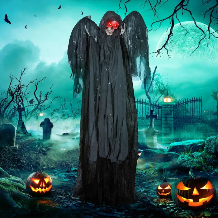 Halloween Decoration Winged Grim Reaper - Animatronic with Sound Activation - Little and Giant Explorers HOMCOM