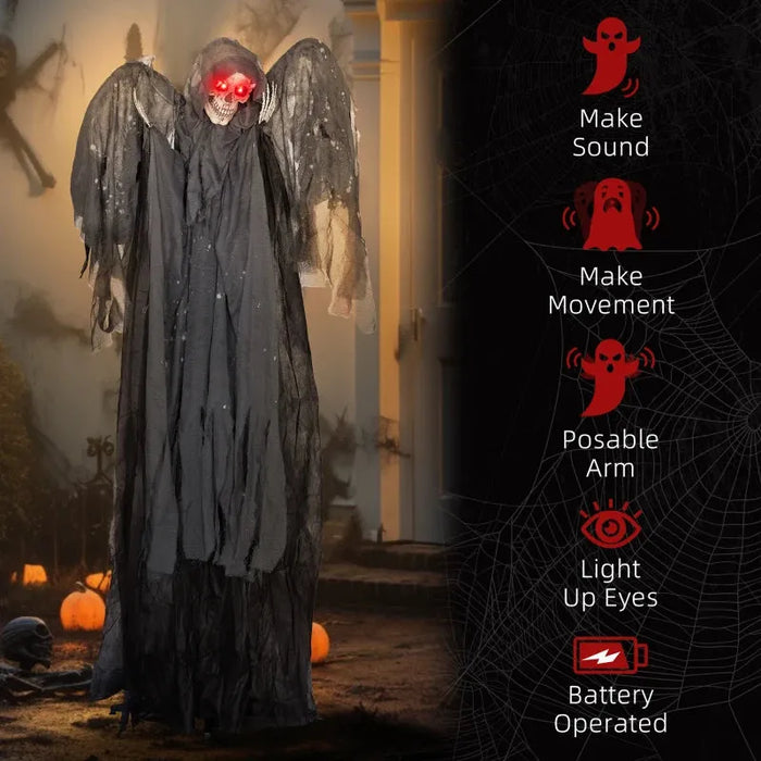 Halloween Decoration Winged Grim Reaper - Animatronic with Sound Activation - Little and Giant Explorers HOMCOM