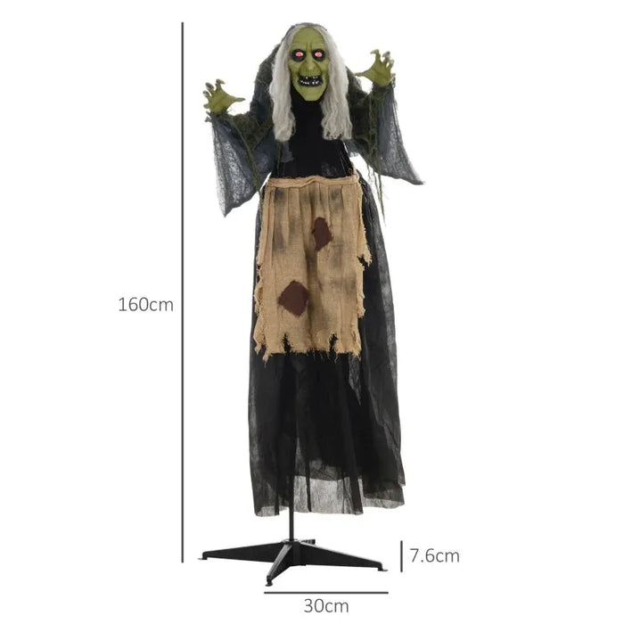 Halloween Decoration Witch - Animatronic with Sound Activation - Little and Giant Explorers HOMCOM