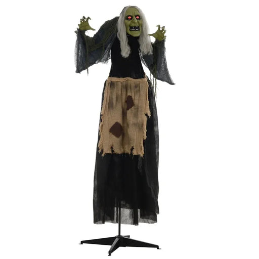 Halloween Decoration Witch - Animatronic with Sound Activation - Little and Giant Explorers HOMCOM