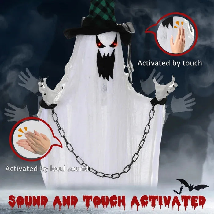 Halloween Hanging Ghost - Animatronic with Sound Activation - Little and Giant Explorers HOMCOM