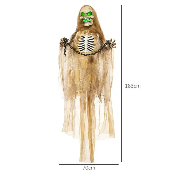 Halloween Hanging Skeleton - Animatronic with Sound Activation - Little and Giant Explorers HOMCOM