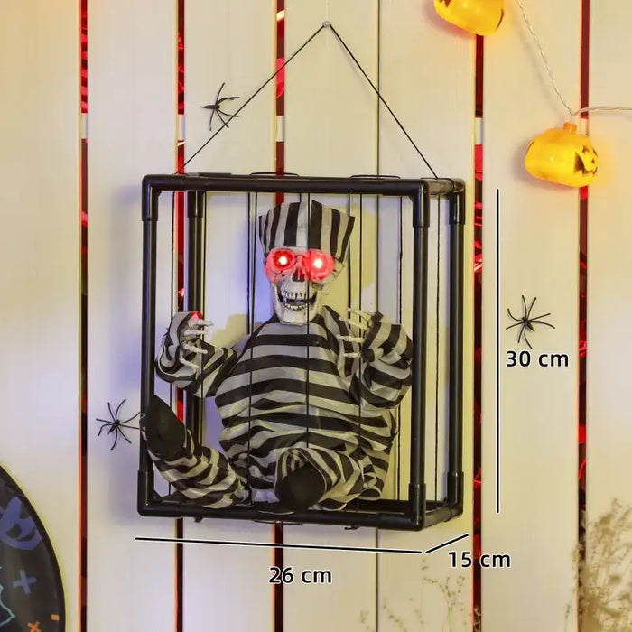 Halloween Hanging Skeleton Prisoner | Sound and Light Activated - Red LED Eyes OUTSUNNY - Little and Giant Explorers Outsunny