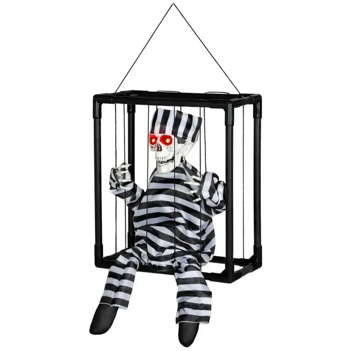 Halloween Hanging Skeleton Prisoner | Sound and Light Activated - Red LED Eyes OUTSUNNY - Little and Giant Explorers Outsunny