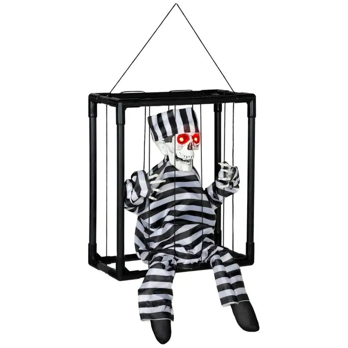 Halloween Hanging Skeleton Prisoner | Sound and Light Activated - Red LED Eyes OUTSUNNY - Little and Giant Explorers Outsunny
