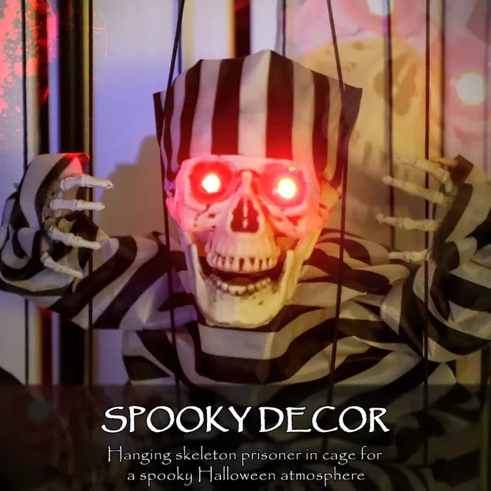 Halloween Hanging Skeleton Prisoner | Sound and Light Activated - Red LED Eyes OUTSUNNY - Little and Giant Explorers Outsunny