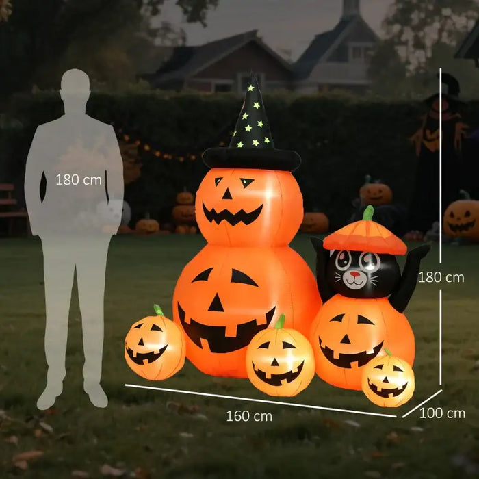 Halloween Inflatable Pumpkin and Cat – 180cm Tall | Built-In LEDs and Music OUTSUNNY - Little and Giant Explorers Outsunny