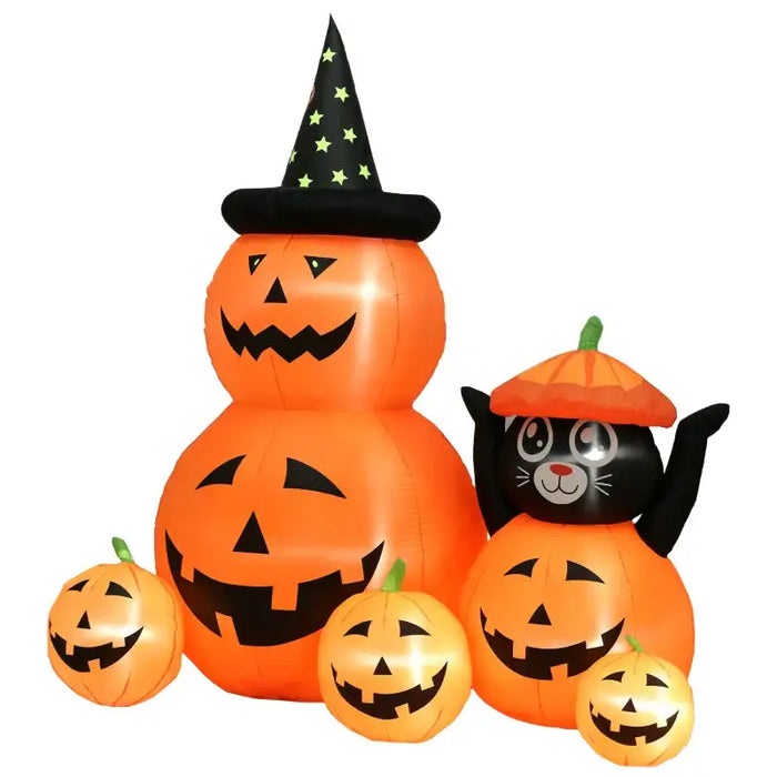 Halloween Inflatable Pumpkin and Cat – 180cm Tall | Built-In LEDs and Music OUTSUNNY - Little and Giant Explorers Outsunny