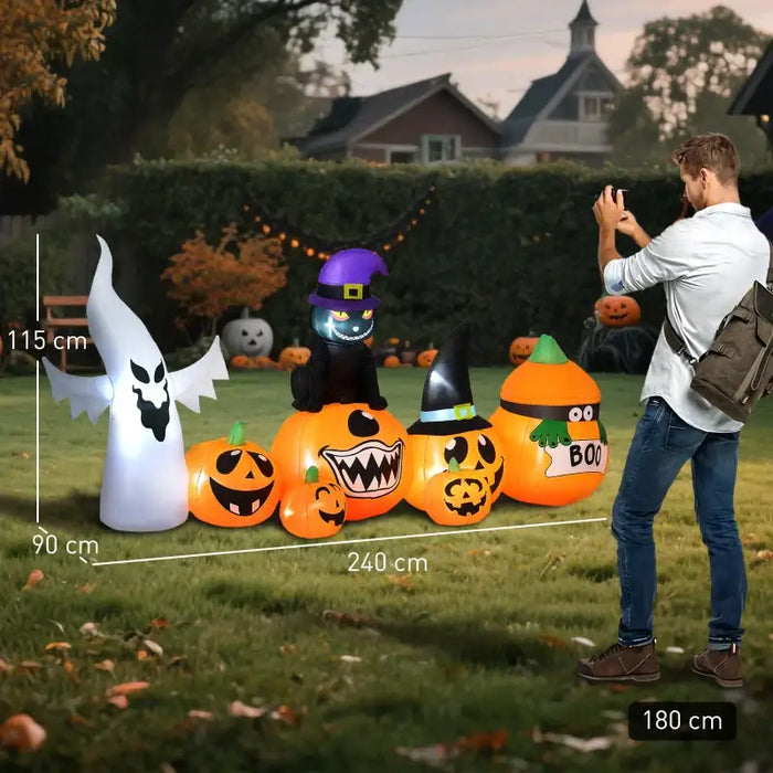 Halloween Inflatable Pumpkins, Ghosts and Cats – 240cm Wide | Built-In LEDs OUTSUNNY - Little and Giant Explorers Outsunny