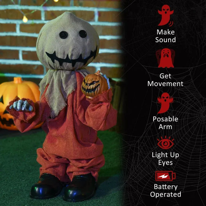 Halloween Scarecrow Decoration with Sound Activation and Light Up Eyes - Little and Giant Explorers HOMCOM