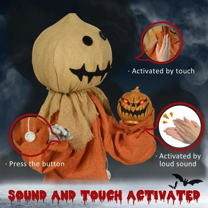 Halloween Scarecrow Decoration with Sound Activation and Light Up Eyes - Little and Giant Explorers HOMCOM