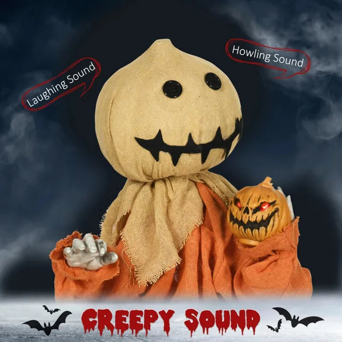 Halloween Scarecrow Decoration with Sound Activation and Light Up Eyes - Little and Giant Explorers HOMCOM