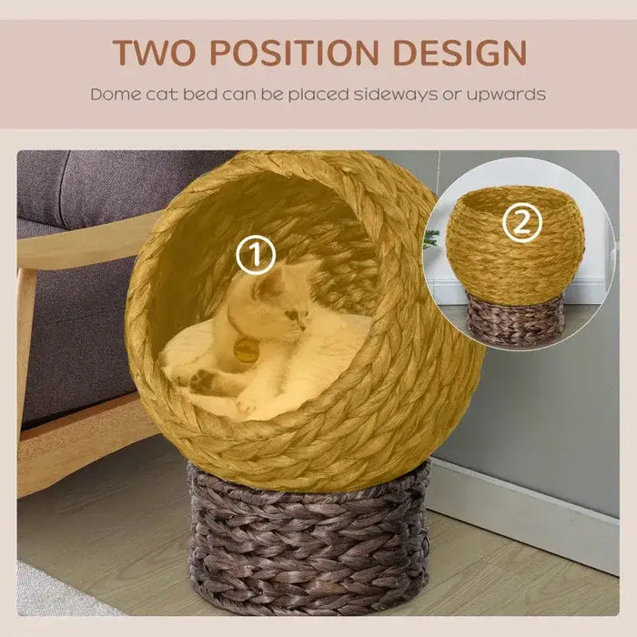 Wicker Cat Bed Raised Rattan Cat Basket - Little and Giant Explorers PawHut