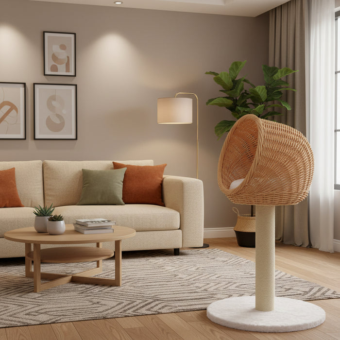 Cat Tree with Sisal Scratching Post in Natural and Willow Wood - Little and Giant Explorers vidaXL