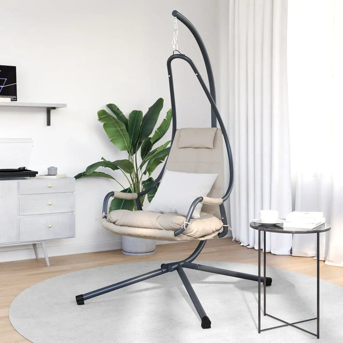Hanging Chair Taupe Steel Metal | Height-Adjustable Features for Balcony Patio Relaxation - Little and Giant Explorers vidaXL