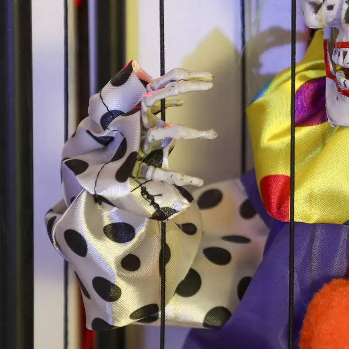 Hanging Clown in Cage – Animated Halloween Decoration | Red LED Eyes and Creepy Laugh OUTSUNNY - Little and Giant Explorers Outsunny