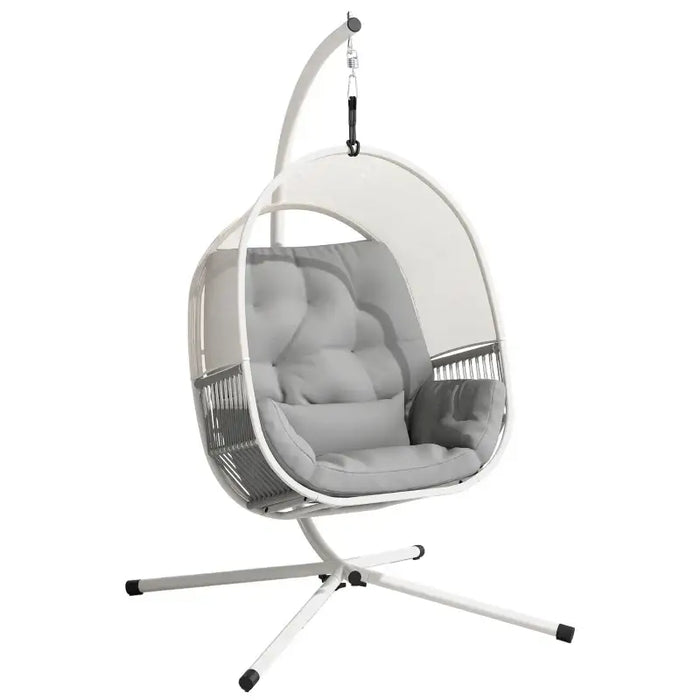 Hanging Egg Chair with Lumbar Pillow in Light Grey - Little and Giant Explorers Outsunny