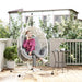 Hanging Egg Chair with Lumbar Pillow in Light Grey - Little and Giant Explorers Outsunny