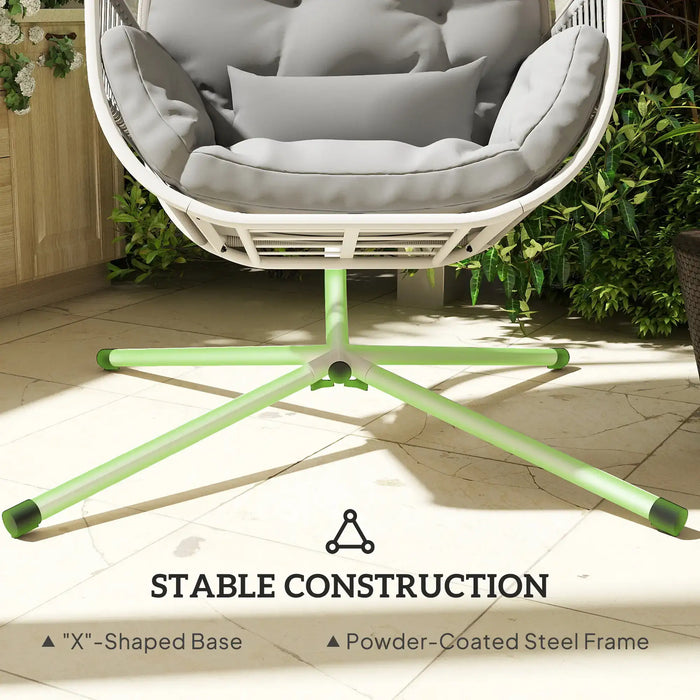 Hanging Egg Chair with Lumbar Pillow in Light Grey - Little and Giant Explorers Outsunny