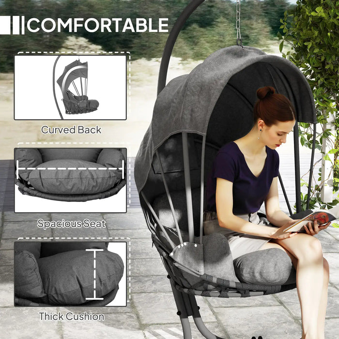 Hanging Egg Chair Swing Hammock Chair with Retractable Canopy - Little and Giant Explorers Outsunny