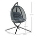 Hanging Egg Chair with Stand – Dark Grey and Black | Foldable Basket and Cup Holder OUTSUNNY - Little and Giant Explorers Outsunny