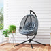 Hanging Egg Chair with Stand – Dark Grey and Black | Foldable Basket and Cup Holder OUTSUNNY - Little and Giant Explorers Outsunny