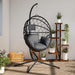 Hanging Egg Chair with Stand in Anthracite and Rattan - Little and Giant Explorers vidaXL