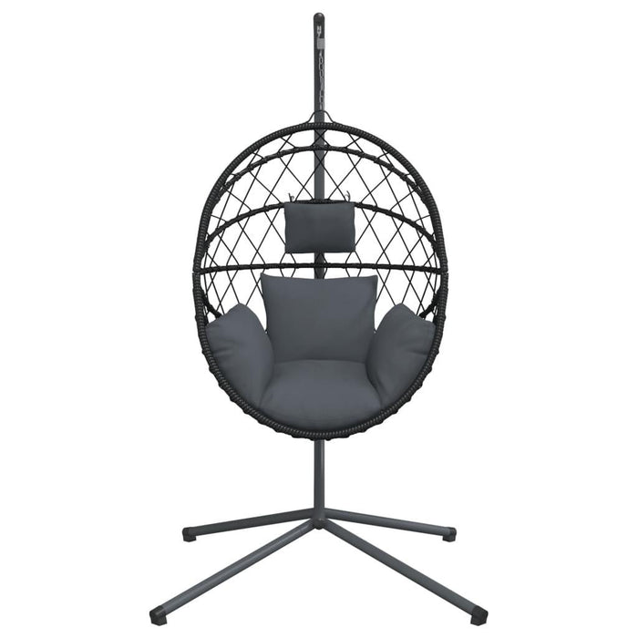 Hanging Egg Chair with Stand in Anthracite and Rattan - Little and Giant Explorers vidaXL