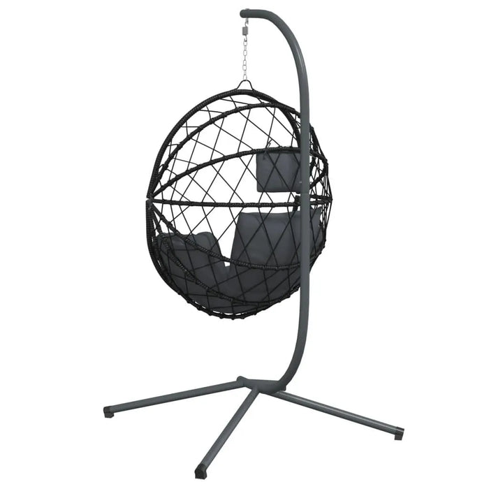 Hanging Egg Chair with Stand in Anthracite and Rattan - Little and Giant Explorers vidaXL