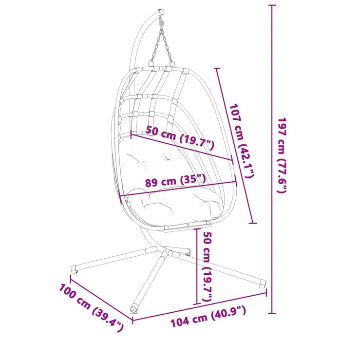 Hanging Egg Chair with Stand in Anthracite and Steel - Little and Giant Explorers vidaXL