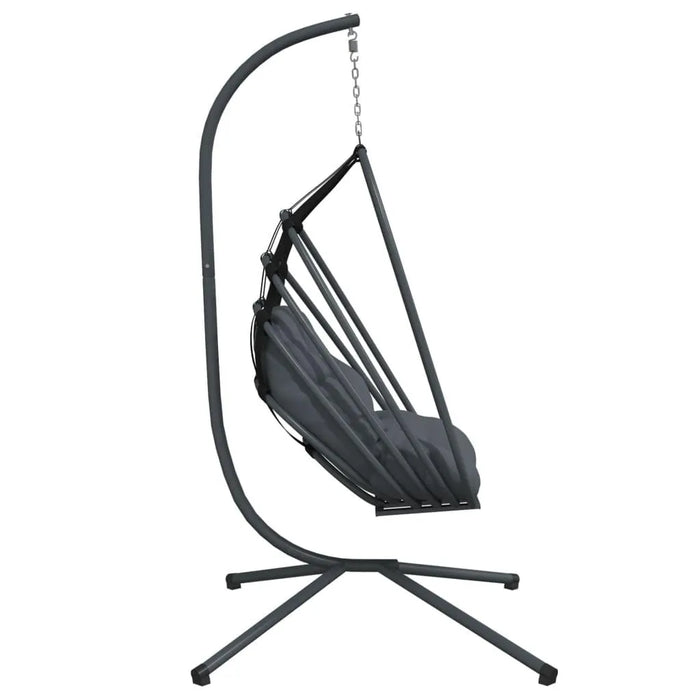 Hanging Egg Chair with Stand in Anthracite and Steel - Little and Giant Explorers vidaXL