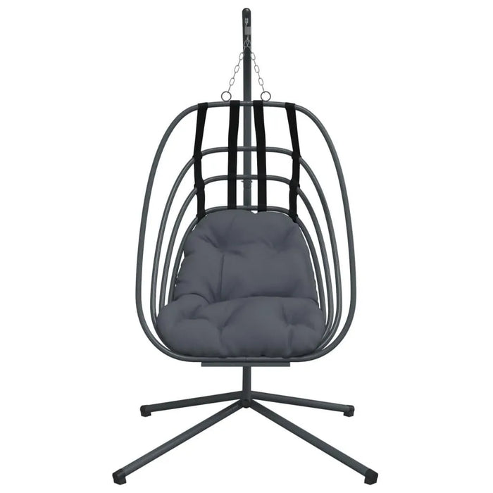 Hanging Egg Chair with Stand in Anthracite and Steel - Little and Giant Explorers vidaXL